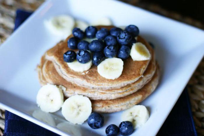 With blueberries and banana